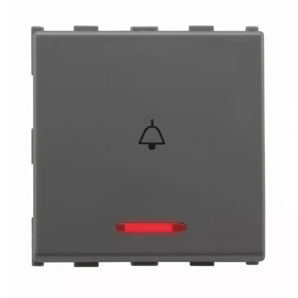 Anchor Roma Urban Bell Push Switch With Indicator 2 Module 10 A Graphite Black PVC Plastic for Industrial Use, 66233GB