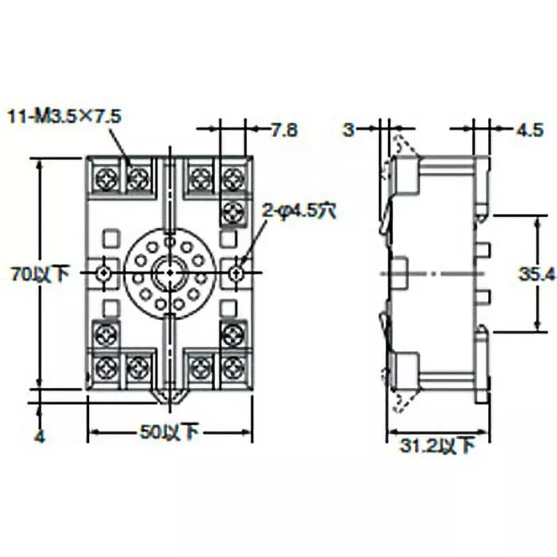 Omron Shared Socket Round Socket Type 11-Pole, P2CF-11