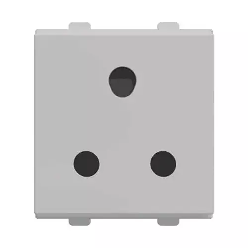 Polycab Etira Socket Outlet Without Shutter 3 Pin 6 A Rated Current White 2 Module Polycarbonate for Industrial & Commercial Use