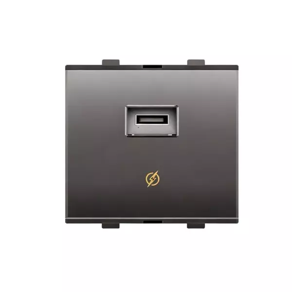 Goldmedal Nixon Single Port 65 W Type- C Fast Charger Switch 160-240 V 2 Module Titanium Grey Plastic for Commecial and Industrial Use, 102570
