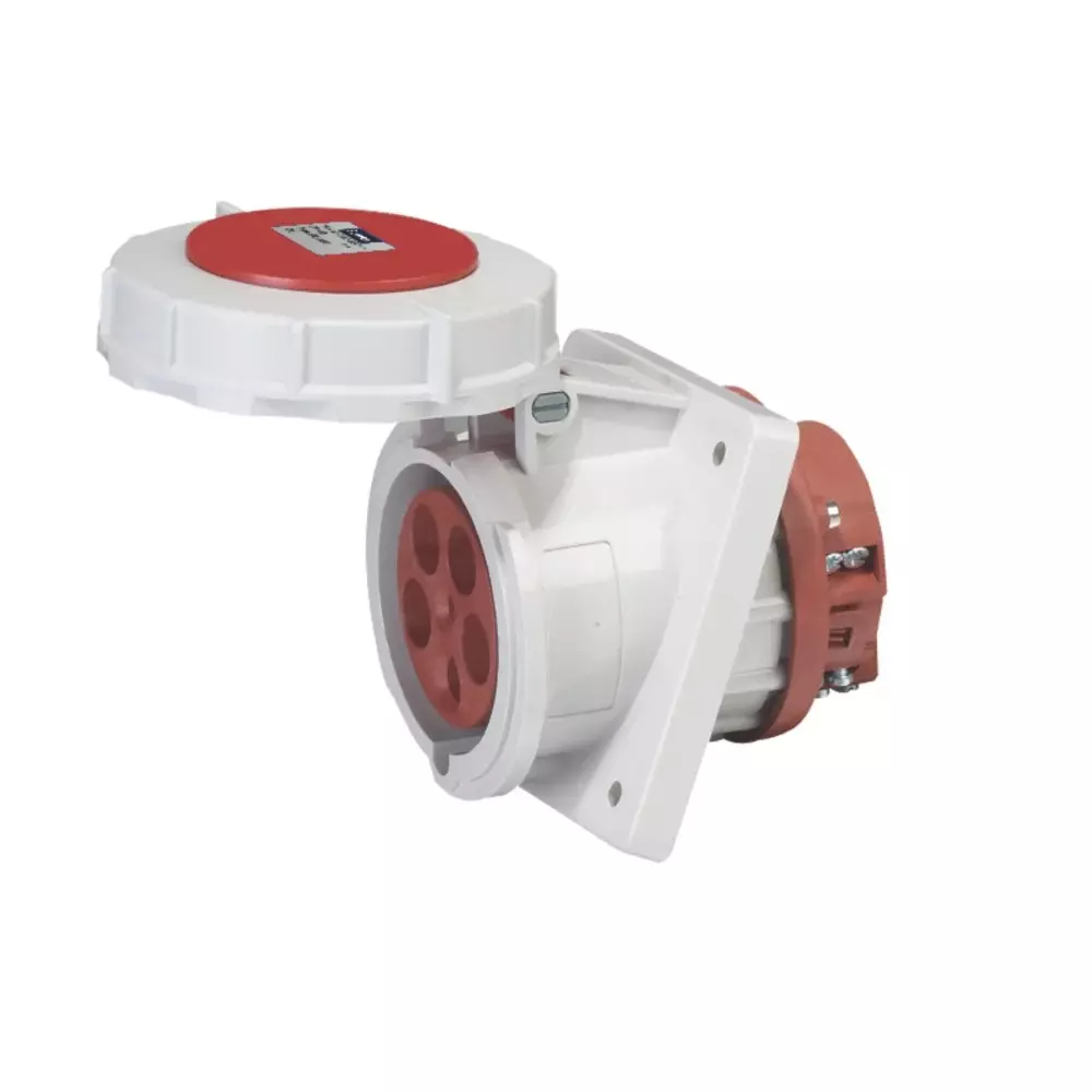 BCH Panel Mounted Angled Socket 125 Amp 4 Pole Rated Voltage 415 V Polycarbonate IP67 Rating, BPX4PAS472