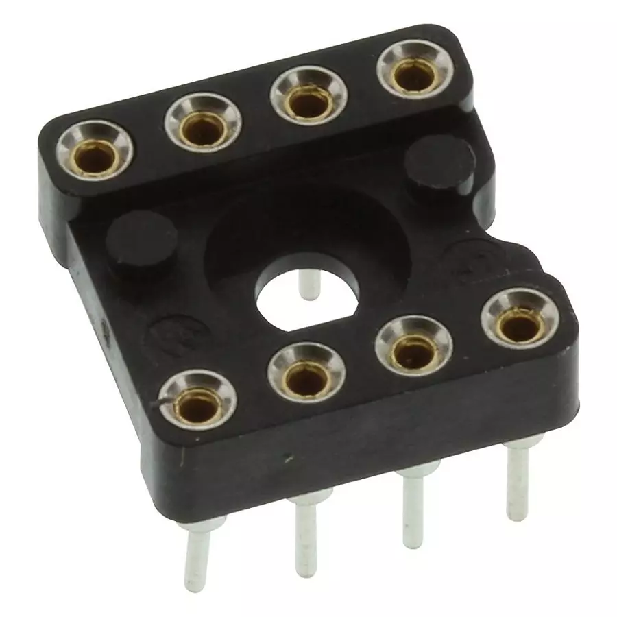 MILL-MAX DIP SOCKET, 8 POSITION, THROUGH HOLE VERTICAL, 210-93-308-41-001000