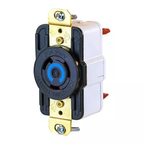 HUBBELL WIRING DEVICES CONNECTOR, NEMA L6-20R, 20A, BLACK, HBL2320ST