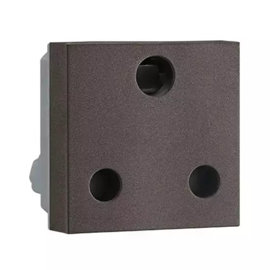 Legrand Indian Standard Socket with Shutter Myrius Charcoal Grey 6 Amp 2 Module, 6794 35
