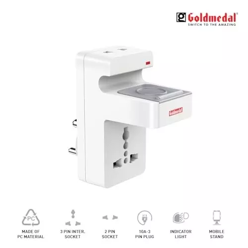 Goldmedal Nano Travel Adaptor With Mobile Stand White, 209005WHIT