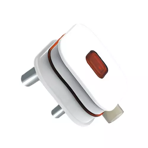 K9 Euro Qubic 3 Pin Top Plug with Indicator 6 Amp White, 9142 (Pack of 20)