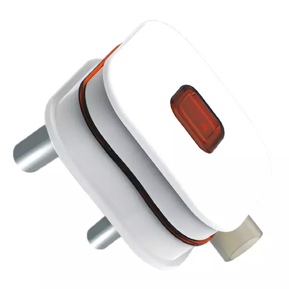 K9 Euro Qubic 3 Pin Top Plug with Indicator 16 Amp White, 9143 (Pack of 20)