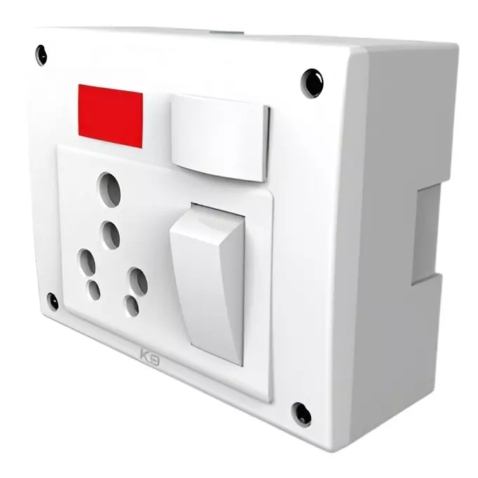 K9 Euro 5 In 1 Universal Switch Socket Combined with Box 16 Amp White, 9656 (Pack of 5)