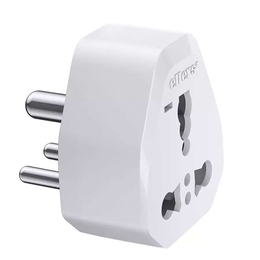 Elleys Zico 3 Pin Socket 6 A/13 A Current Type D Plug Adapter White (Pack of 4)
