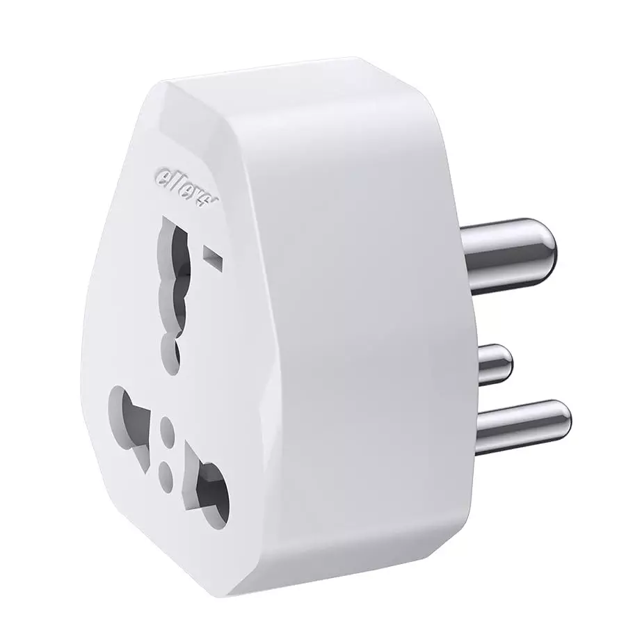 Elleys Zico 3 Pin Socket 6 A/13 A Current Type D Plug Adapter White (Pack of 4)