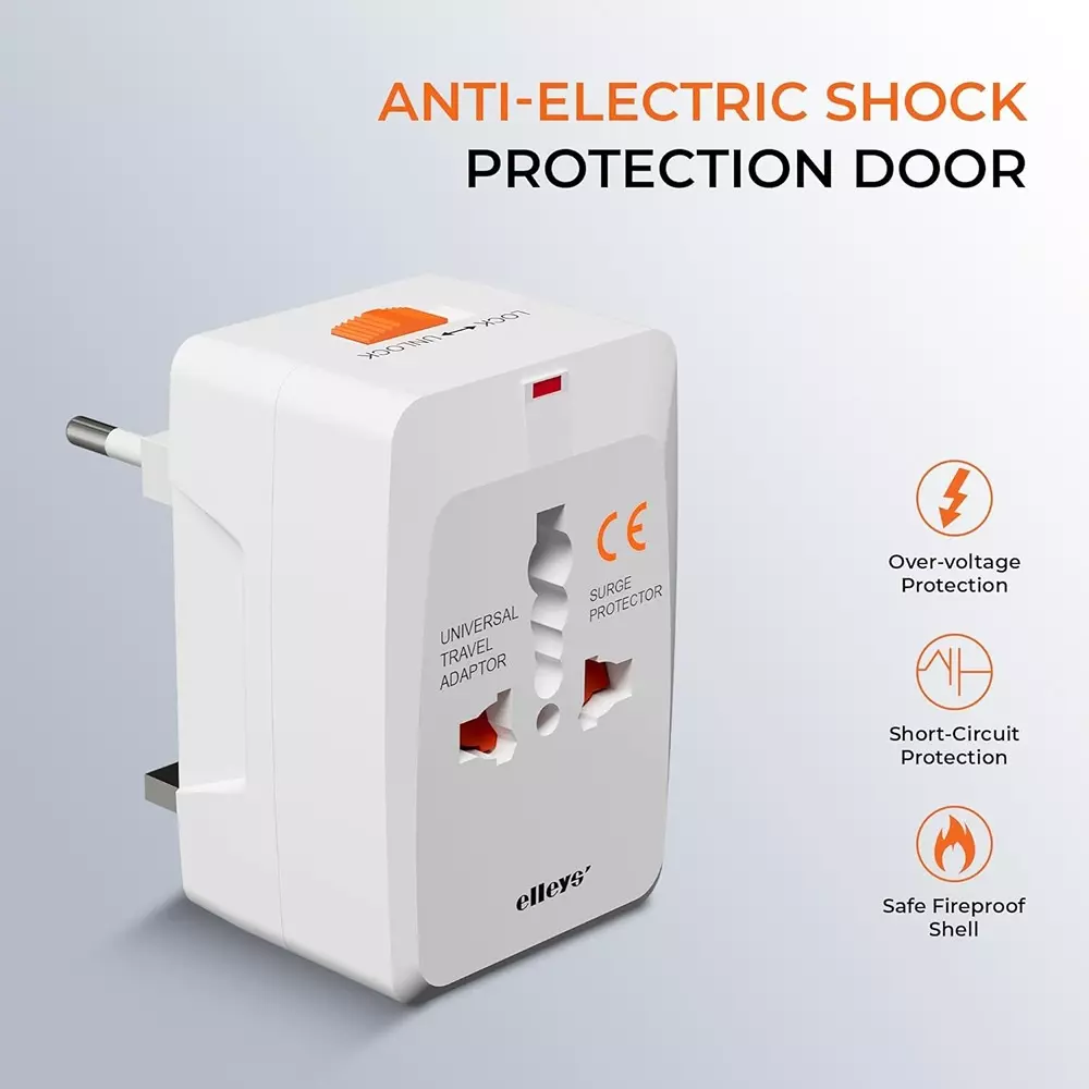 Elleys All in one Worldwide Universal Travel Adapter 6 A/ 13 A Current PC + ABS White (Pack of 6)