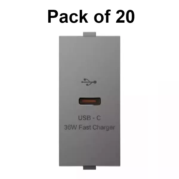 Cona C USB Charger Socket Olive 36 W 1 Module, M-167C (Pack of 20 Pcs)
