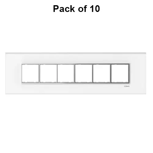 Cona Trimmwood Modular Plate White 12 Modules (Horizontal) 1 Row, TR 1108 (Pack of 10)
