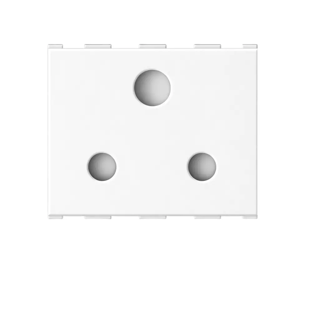 Anchor Roma Urban Socket With Safety Shutter 3 Pin Round Socket 2 Module PVC Plastic White for Industrial Use, 66404