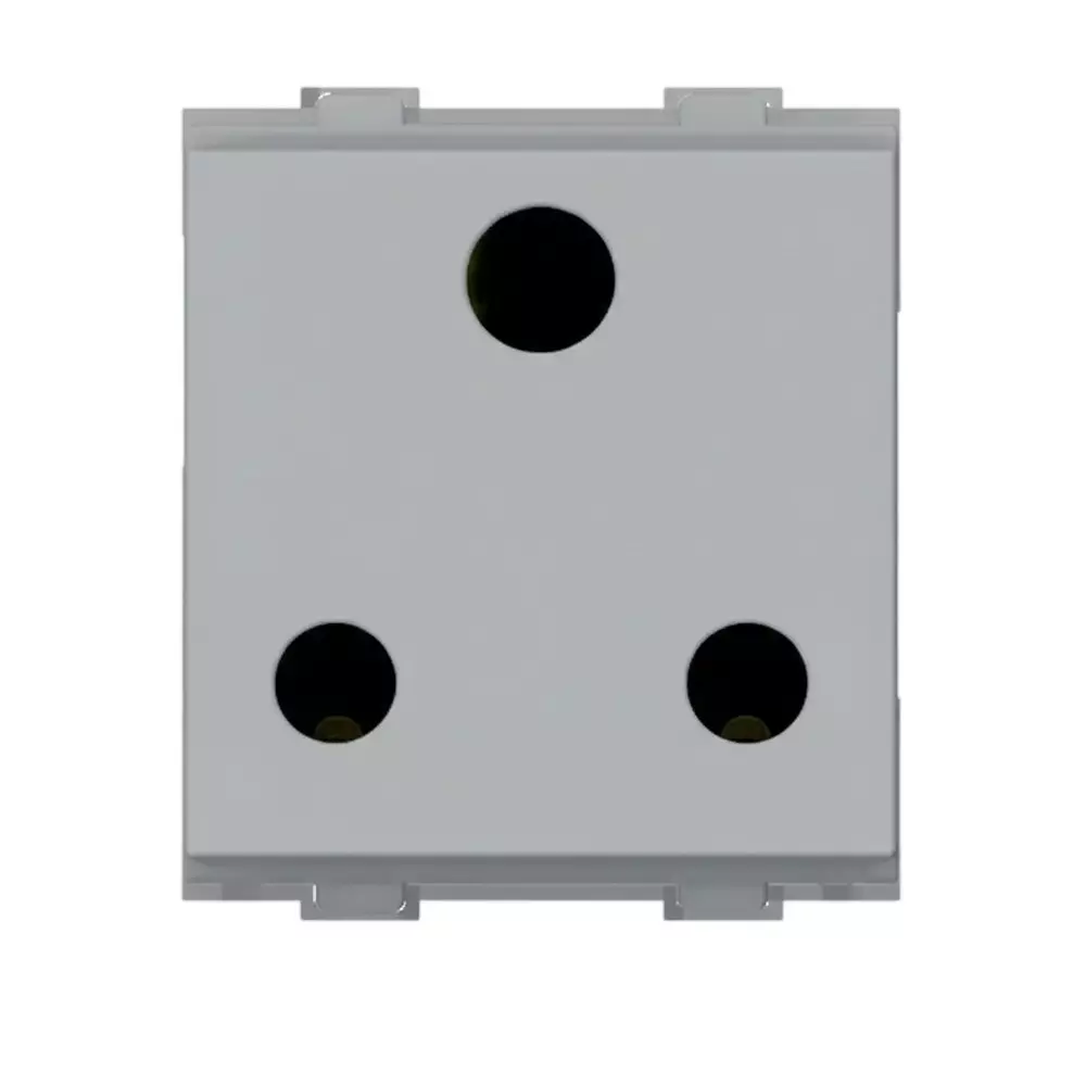 Anchor Roma Urban Socket With Safety Shutter 3 Pin Round Socket 2 Module Graphite Black for Homes, Offices & Commercial Use, 66404GB