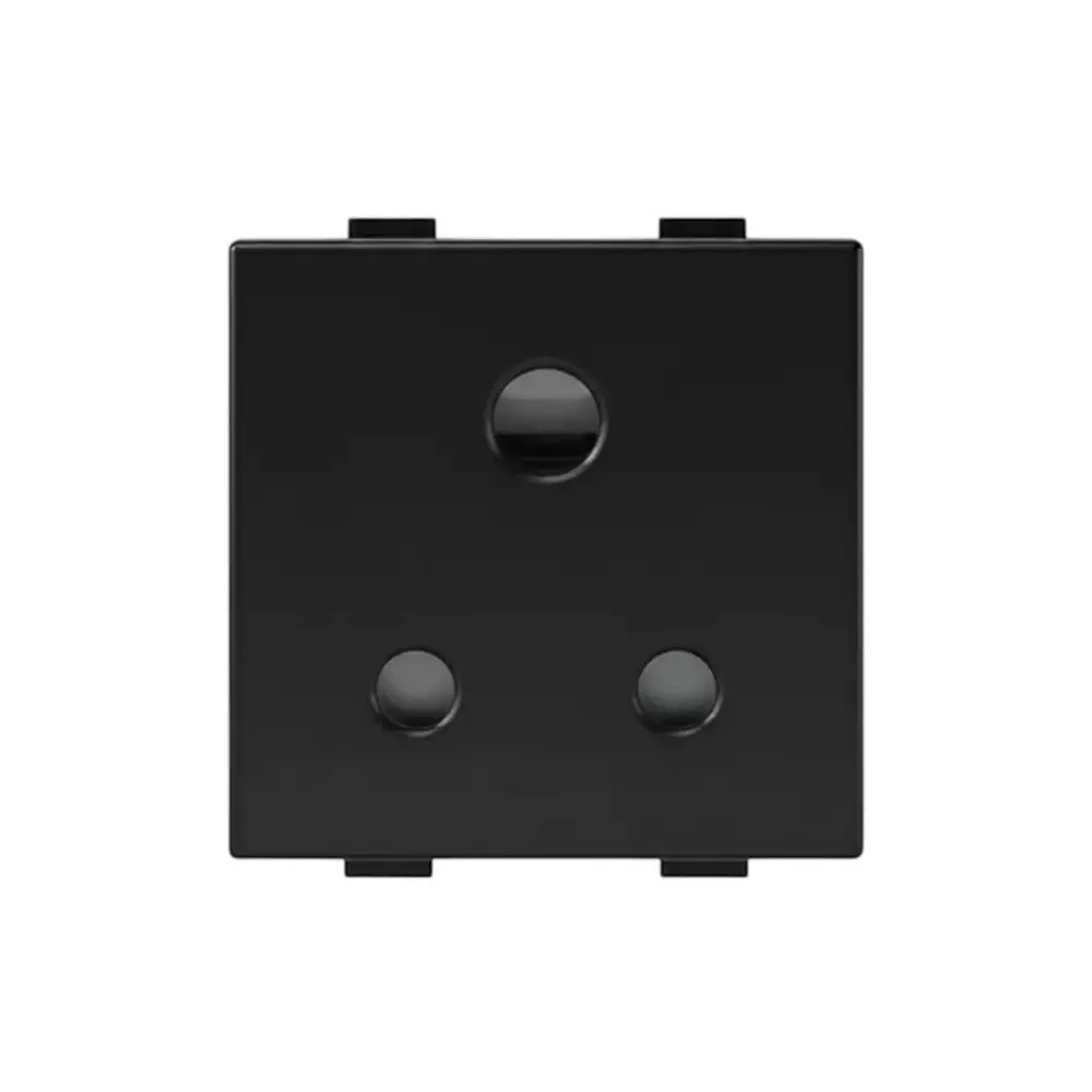 Anchor Rider Socket With Shutter 6 A Graphite Black 3 Pin PVC Plastic for Industrial and Home Use, 47369GB