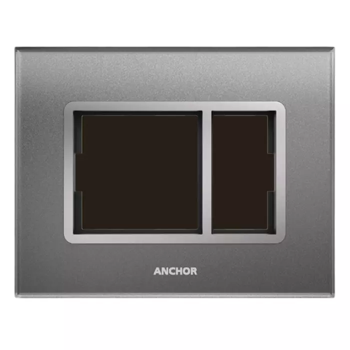 Anchor Penta XENA Plate PVC Plastic Graphite Black 2 Module for Industrial and Home Use, 65902ABL