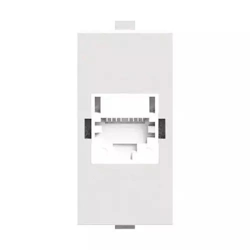 Polycab Etira RJ-11 Telephone Socket With Shutter 2 Line White 1 Module Polycarbonate for Industrial & Commercial Use
