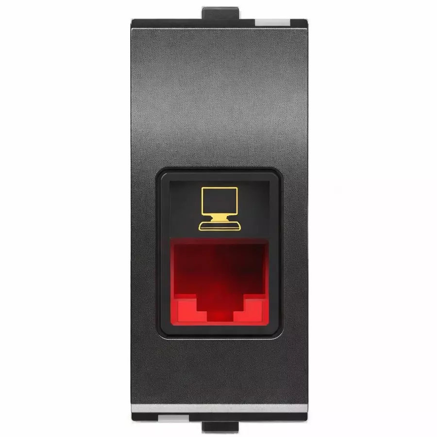 Goldmedal Curve Rj-45 Edp Socket Outlet Voltage Grey Digital Chrome 1 Module for Commecial and Industrial Use, 101072