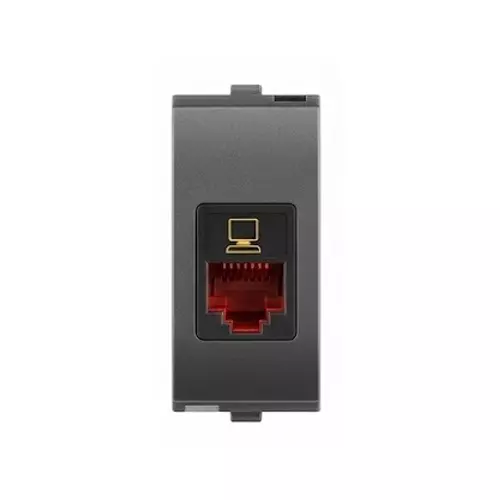 Goldmedal Nixon Single Port Cat 5e EDP Socket Outlet RJ45 Wall Mount / Flush Mount Titanium Grey 1 Module, 101472