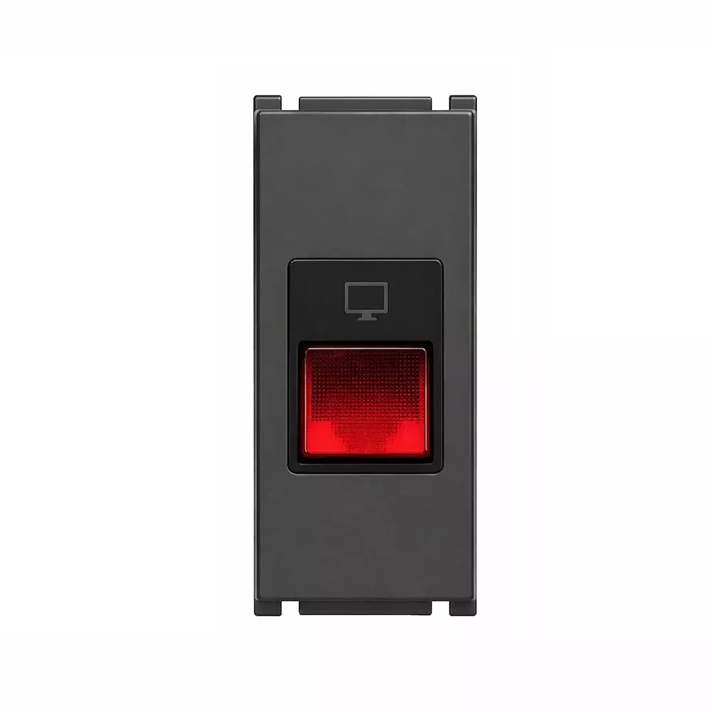 Goldmedal Air RJ 45 (Cat 6e) EDP Socket Outlet 240 V Carbon Grey 1 Module for Commecial and Industrial Use, 181074