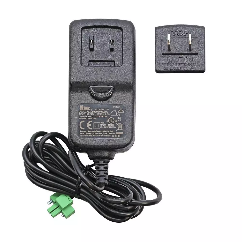 EDATEC Interchangeable Plug Wall Mount 1 Output 90 VAC to 264 VAC, ED-PSU1202-US-3.5PL