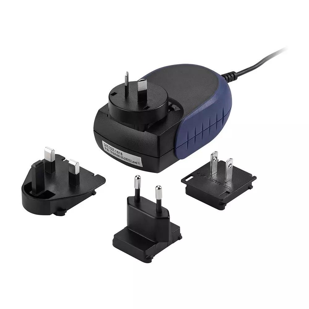 CINCON Interchangeable Plug Wall Mount 1 Output 90 VAC to 264 VAC, TR30RAM180-02E03-GY-BK-Level-V