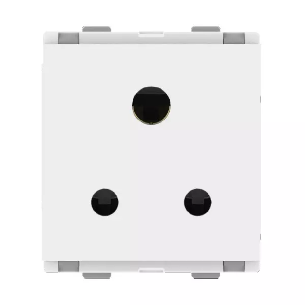L&T [ Lauritz Knudsen ] Entice Heavy Duty Socket White Color 2 Module 3 Pin 6 Amp Current, CB91702CW06