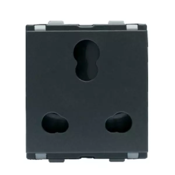L&T [ Lauritz Knudsen ] Entice Socket Charcoal Grey Color 2 Module 3 Pin 6 Amp/16 Amp Current, CB91302CG16