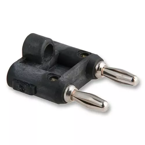 POMONA Banana Plug, Dbl, Stackable, 15A, Black, 4898-0