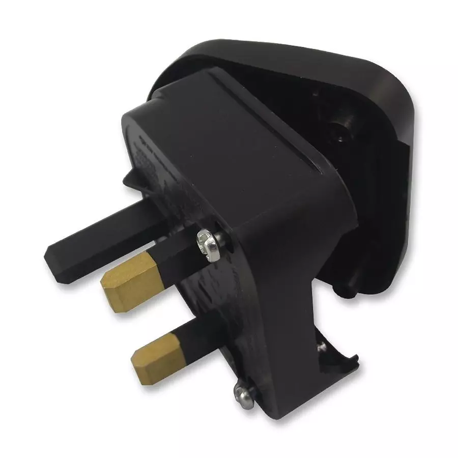 POWERCONNECTIONS Adaptor, Uk-Euro, 3A, Black, PCP BLACK 3A
