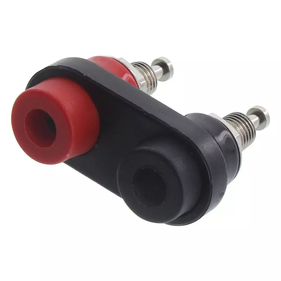 MUELLER ELECTRIC BANANA JACK, DOUBLE, 15A, SOLDER, BLACK/RED, BU-P2269.