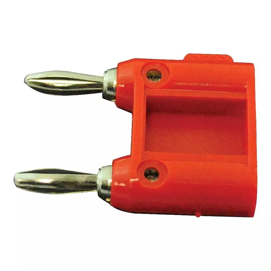 MUELLER ELECTRIC DOUBLE BANANA PLUG, 15A, SCREW, RED, BU-P1330-2.