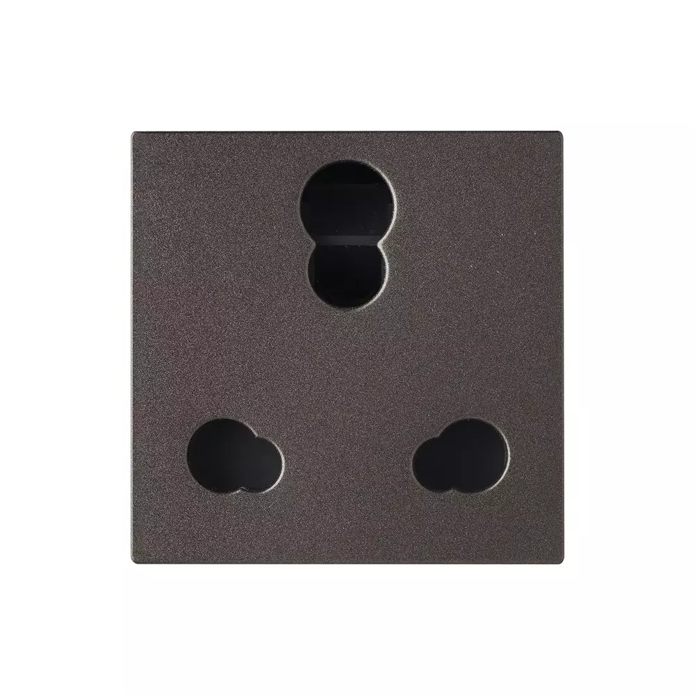Legrand Indian Standard Socket with Shutter Myrius Charcoal Grey 6/16 Amp 2 Module, 6794 30