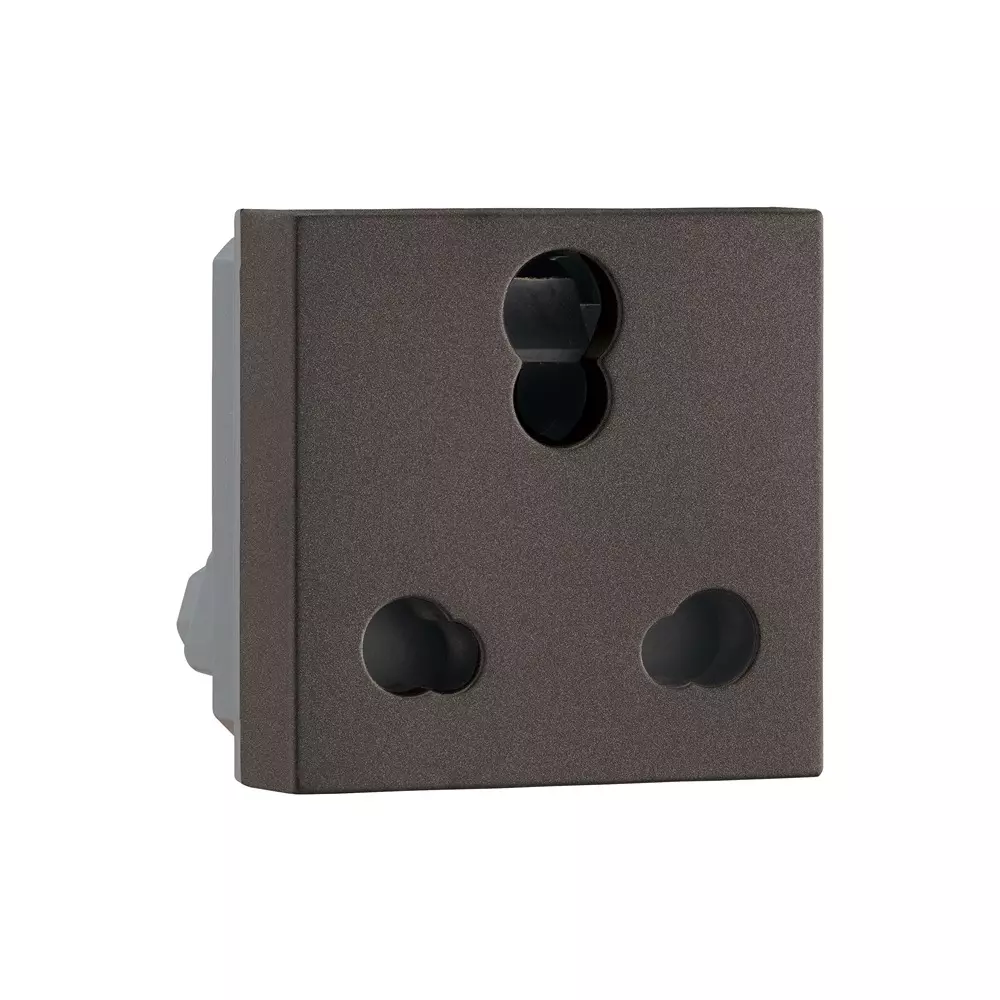 Legrand Indian Standard Socket with Shutter Myrius Charcoal Grey 6/16 Amp 2 Module, 6794 30
