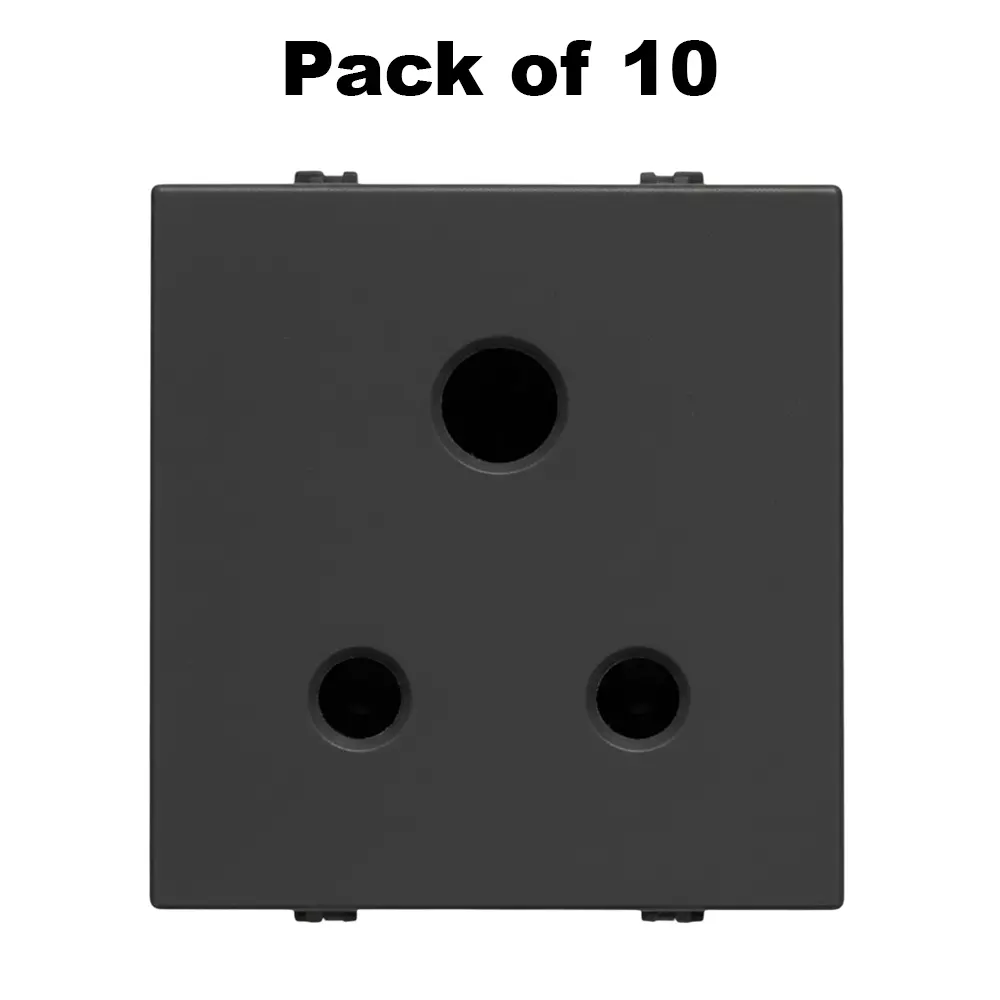 K9 3 Pin Socket 2 Module 6 Amp / 13 Amp / 16 Amp Black, 9615 (Pack of 10)