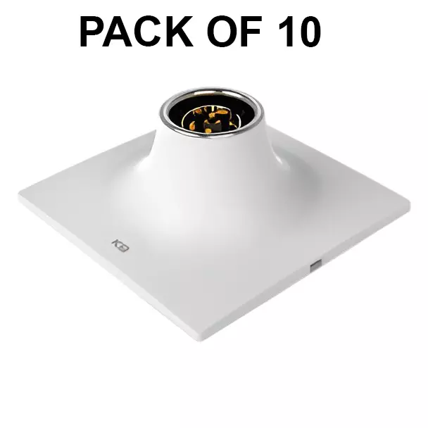 K9 Euro Croma Batten Holder Plate Type with Chrome Ring White, 9156 (Pack of 10)