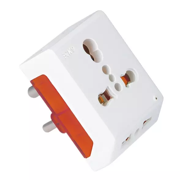 K9 Euro Bold Universal Conversion Multi Plug with Indicator 6 Amp/16 Amp White, 9923 (Pack of 10)
