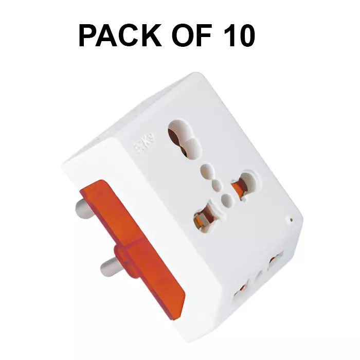 K9 Euro Bold Universal Conversion Multi Plug with Indicator 6 Amp/16 Amp White, 9923 (Pack of 10)