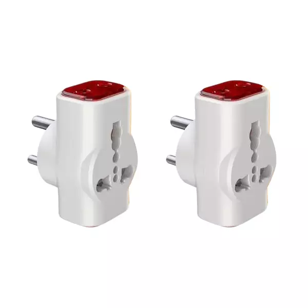 Hi-Fi Dingo 3 Pin Multi Plug Universal Socket Travel Adaptor 6 & 16 A Current White, Red (Pack of 2)