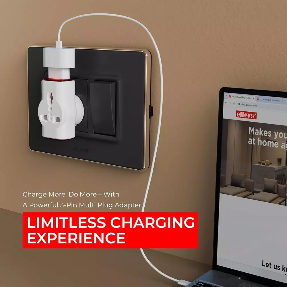 Hi-Fi Dingo 3 Pin Multi Plug Universal Socket Travel Adaptor 6 & 16 A Current White, Red (Pack of 2)