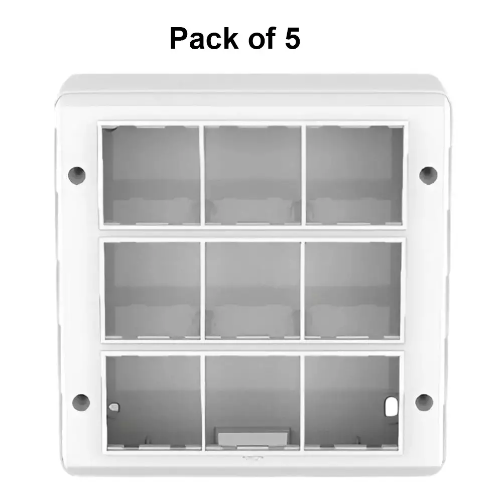 Cona Solid Box Pro Modular Surface Gang Box White 18 Modules, SB 1112 (Pack of 5)