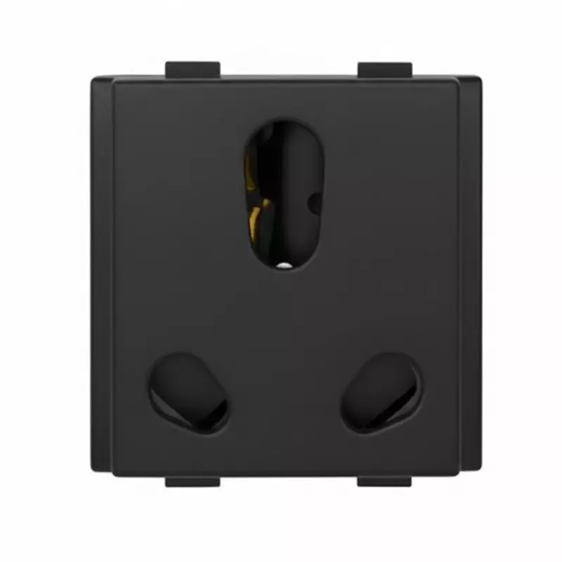 Anchor Roma Plus Twin Socket 6/16 A 2 Module Black for Homes, Offices & Commercial Use, 279368
