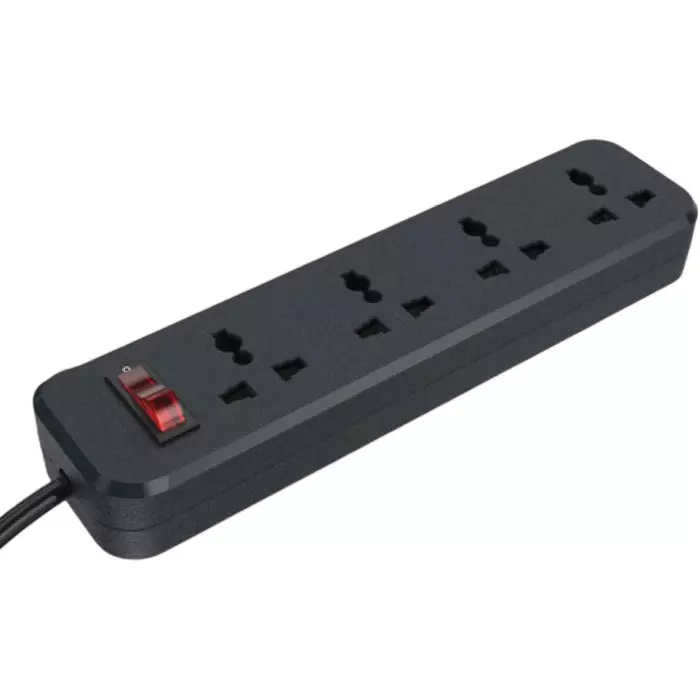 Anchor Smart Power Strip 6 A Black 4 Sockets 1.5 m Cord Wire Length PVC Plastic for Industrial and Home Use, 22078