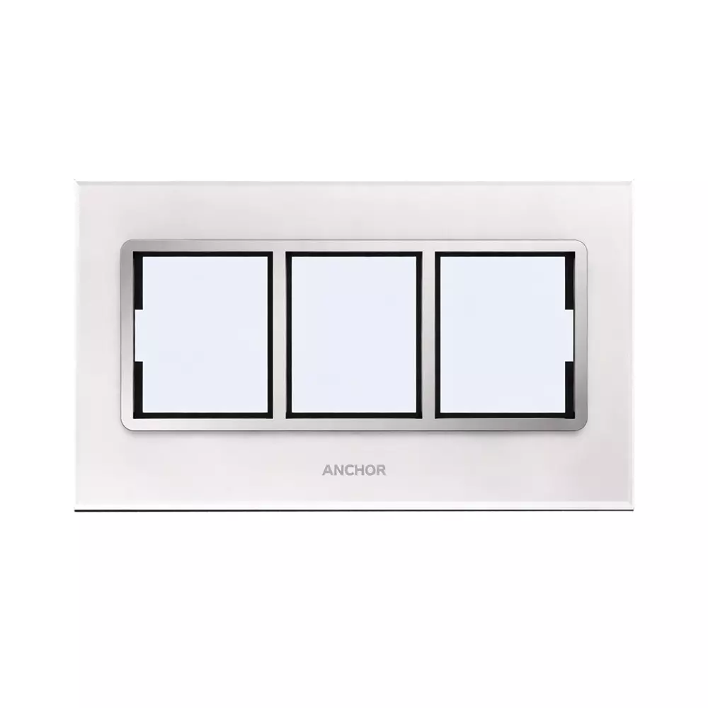 Anchor Penta XENA Plate PVC Plastic White 3 Module for Industrial and Home Use, 65903AWH