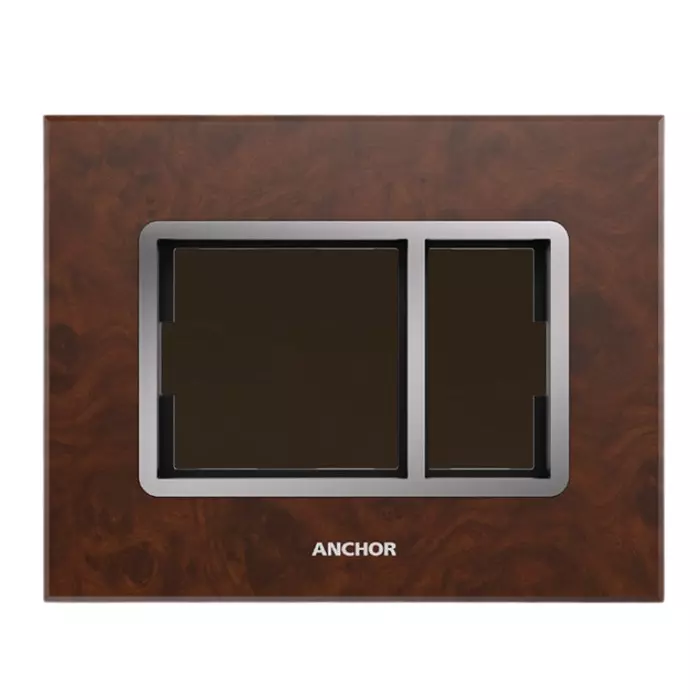 Anchor Penta XENA Plate PVC Plastic Brown Mahogany 2 Module for Industrial and Home Use, 65902ABR
