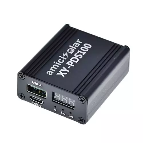amiciSolar 100 W DC-DC Mobile Quick Charger 12–28 V Step Down Module QC4.0 QC3.0 Type-C PD3.0 VOOC Dash, 1xDC-MOB-CHRG