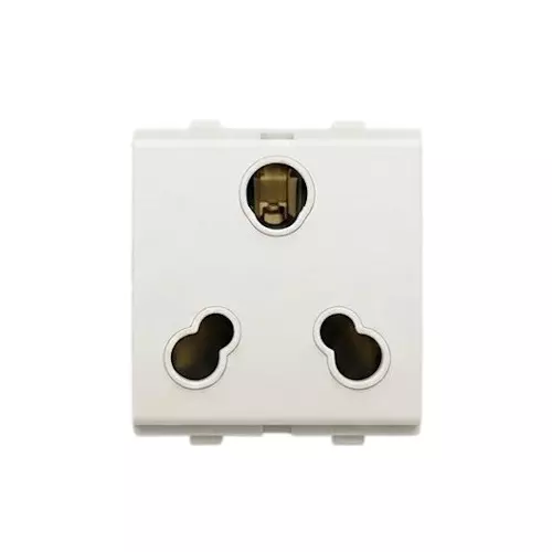 Goldmedal Curve Universal Socket with Safety Shutter White Jazz 240 V 6 A / 16 A Current 2 Module Plastic, 102042A