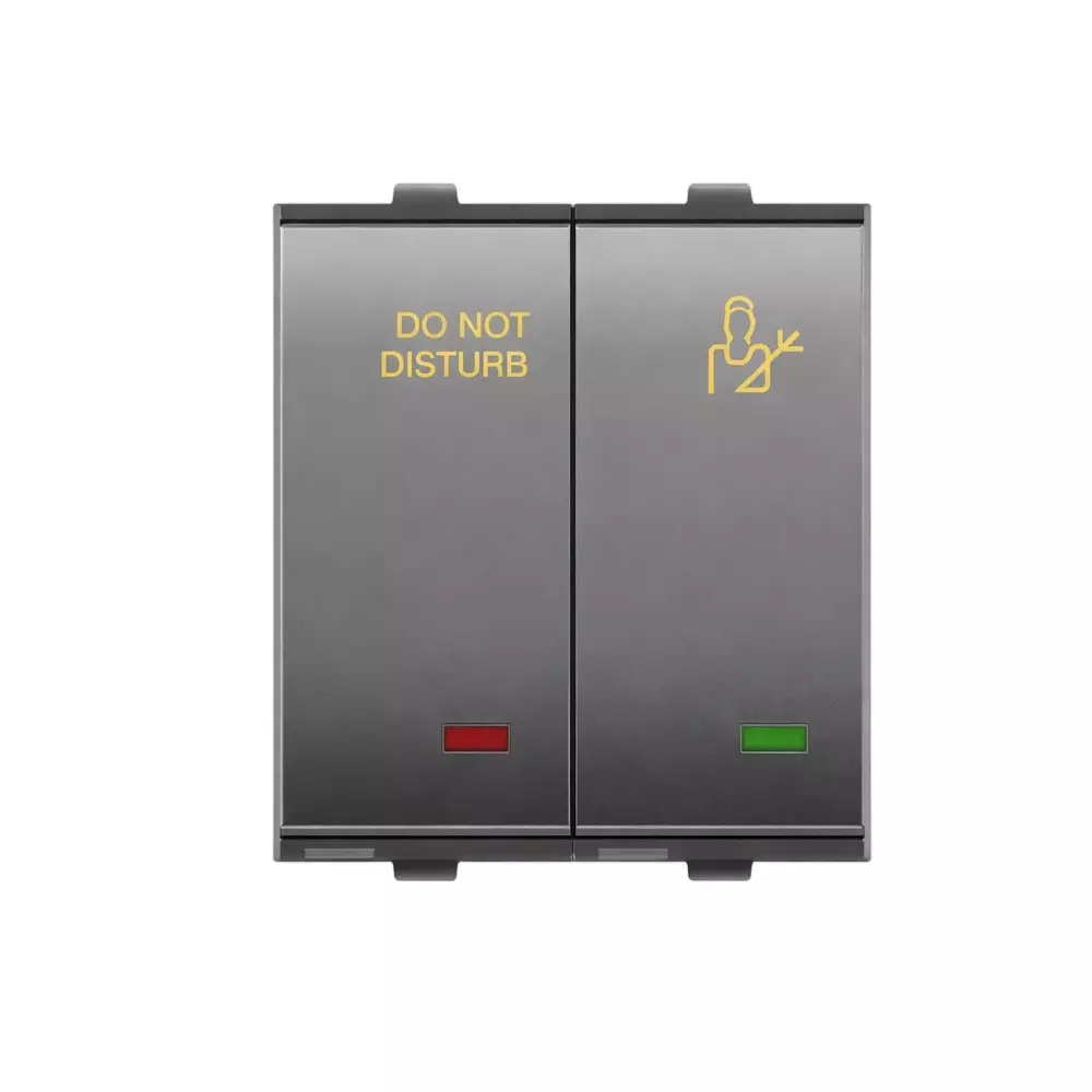 Goldmedal Nixon DND Switch Inside Room 240 V 2 Module Titanium Grey Plastic for Commecial and Industrial Use, 102568#