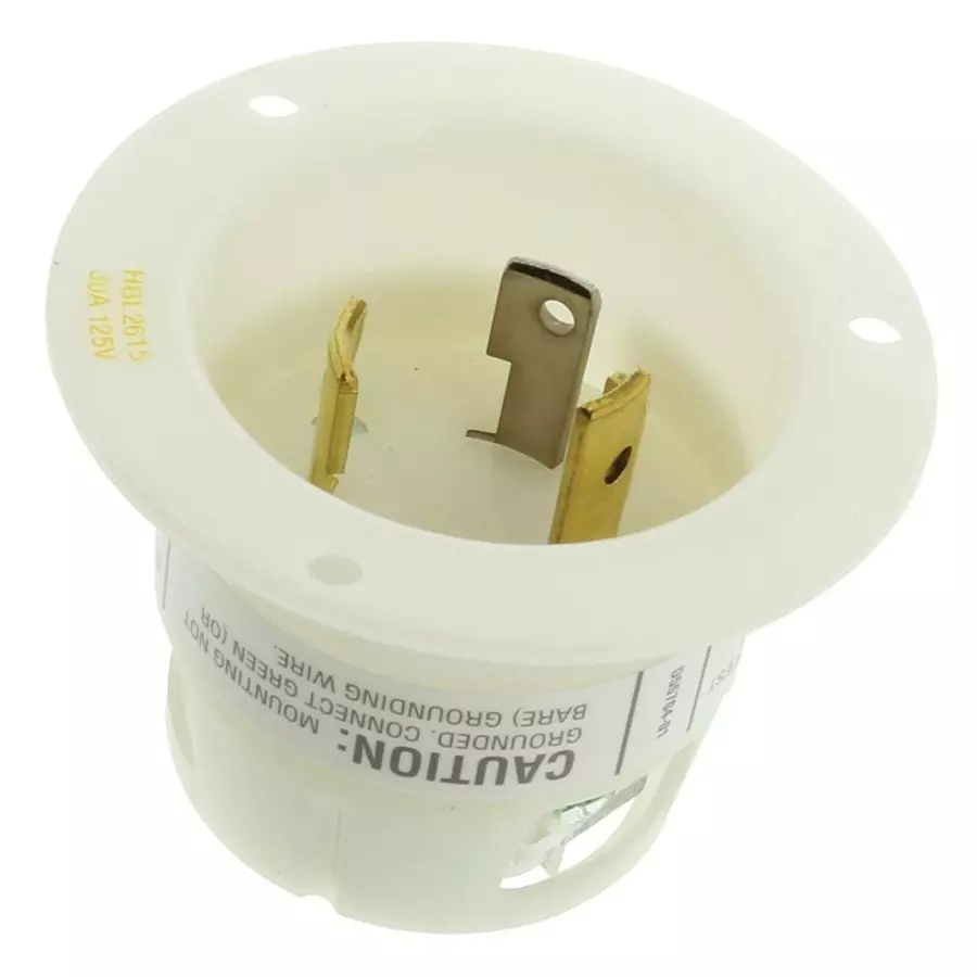 HUBBELL WIRING DEVICES POWER ENTRY, FLANGED INLET, 2P3W, 30A 125V, L5-30P, HBL2615